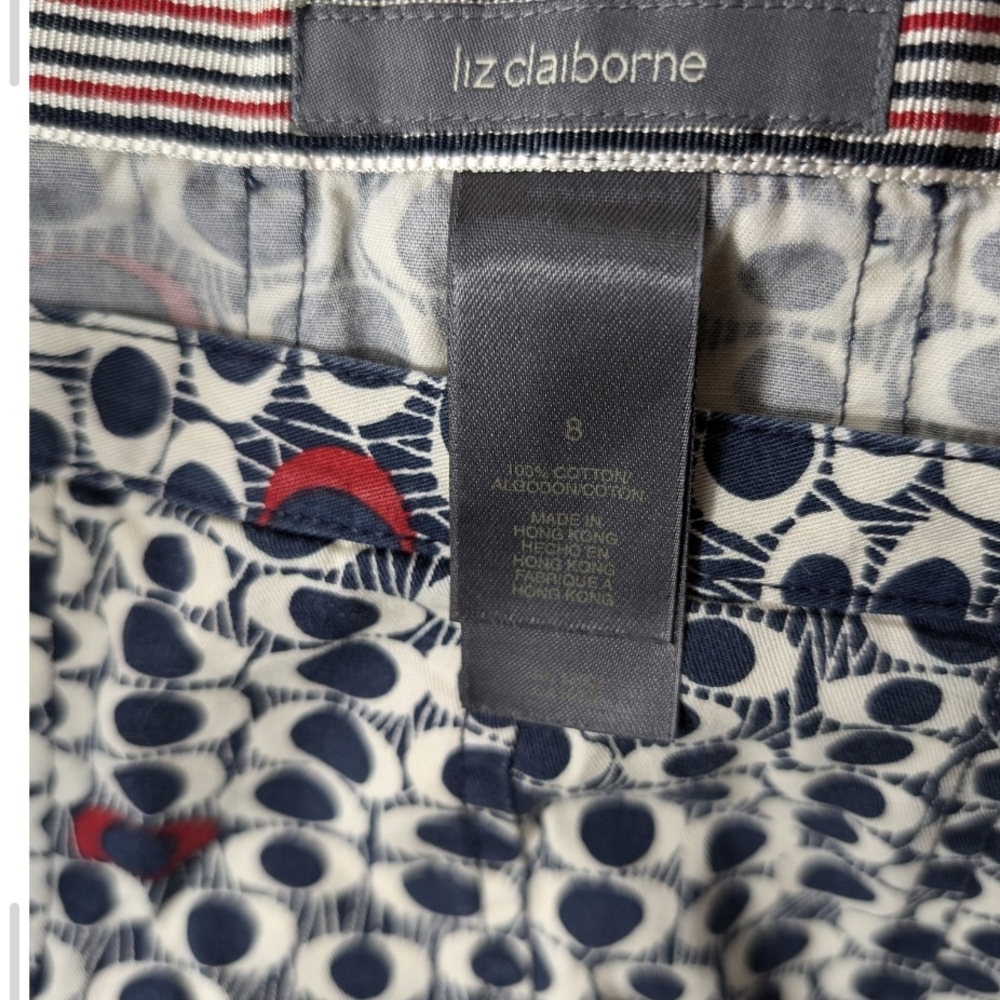 Pre-owned Liz Claiborne Navy and Red Circle Pattern A-Line Skirt⁸ - Picture 3 of 4